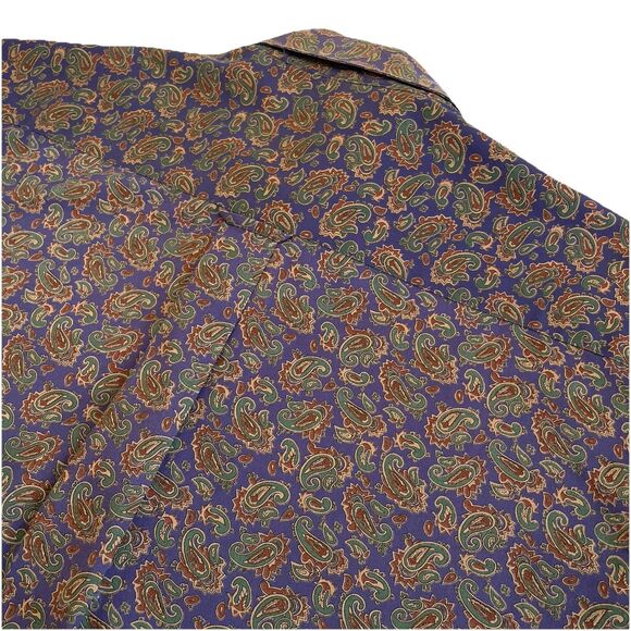 Vintage Knights Of Round Table Button Down Long Paisley Style Print Purple- L - Picture 11 of 12